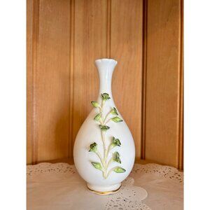 Vintage Coalport Ivory Vase Green Ivy Bone China Flower Bud Vase Flora Britannia